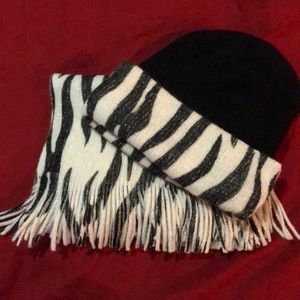 Adorable zebra print scarf and matching hat